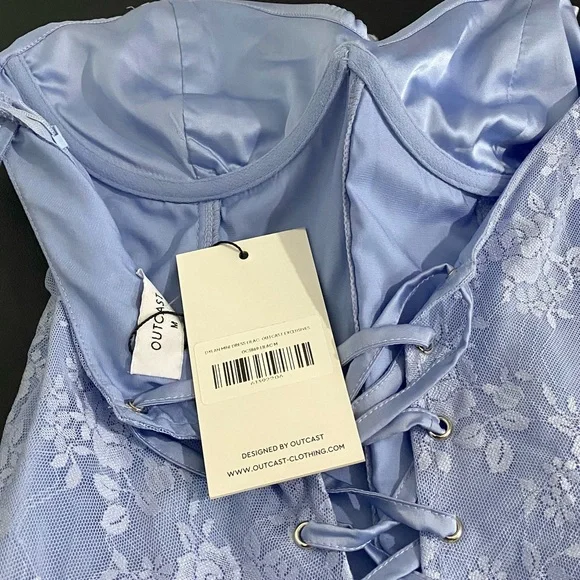 Outcast Dylan Bustier Lace Mesh Mini Dress New Lilac - Picture 8 of 13